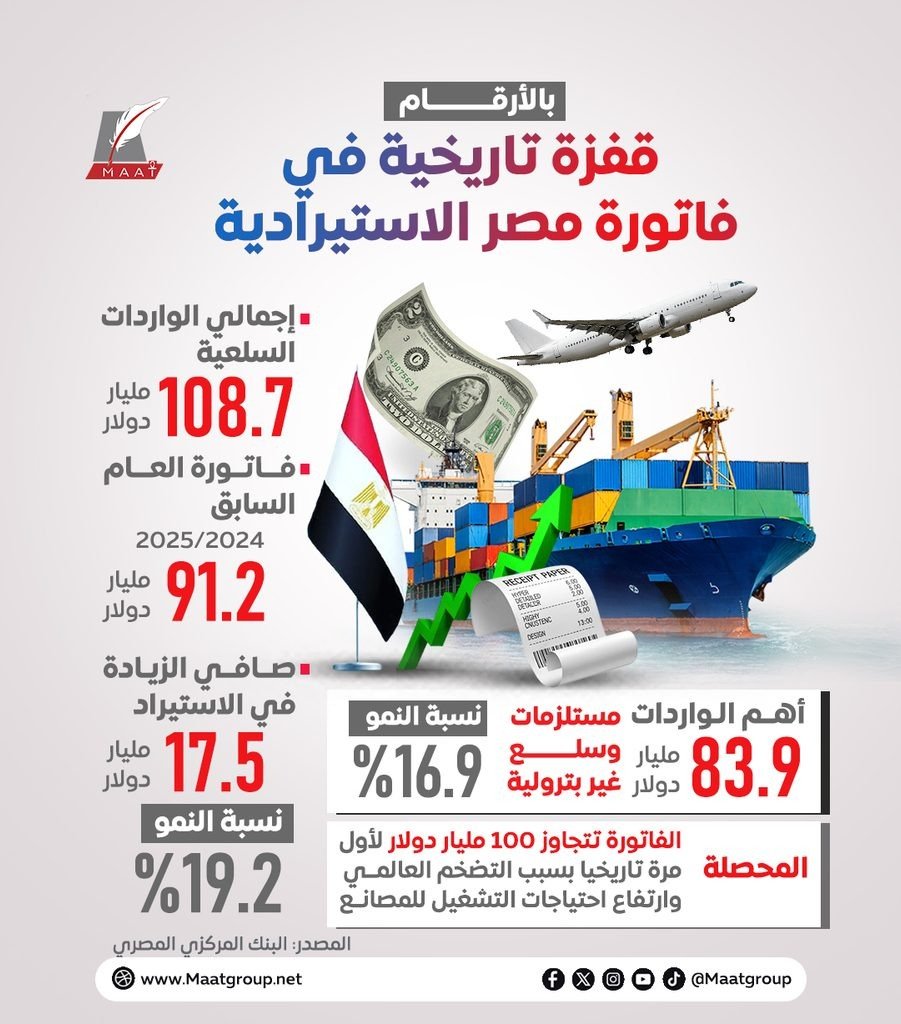inbound3771407546454943794 فاتورة استيراد مصر تقفز إلى 108.7 مليار دولار.. ما الذي يدفع الواردات إلى مستويات قياسية؟